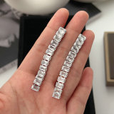 Simple zircon line earrings