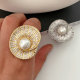 Chunky pave zircon shell shape ring