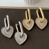 Shell heart charm earrings