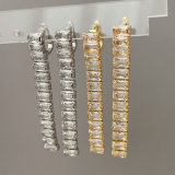 Simple zircon line earrings