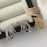 Pave zircon fan earrings