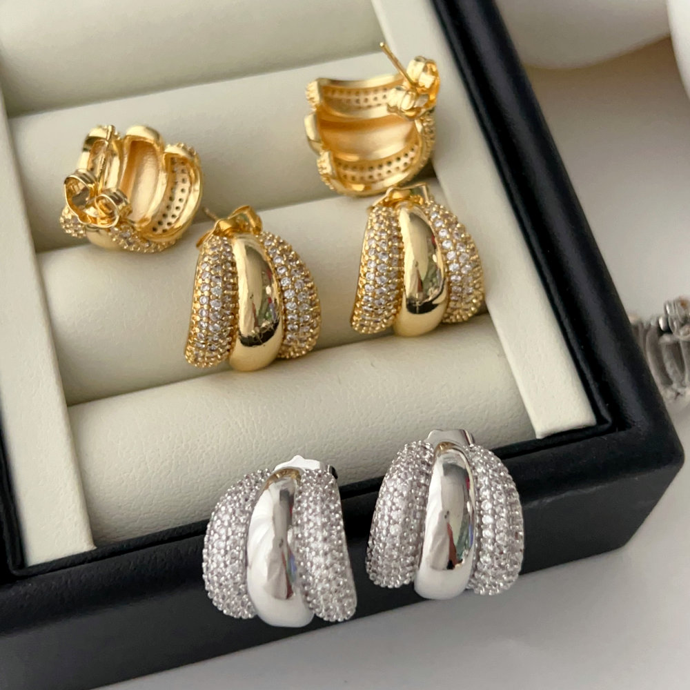Pave fashion zircon hoop
