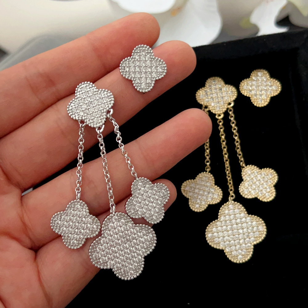 Pave clover earrings
