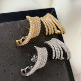 Pave zircon fan earrings