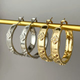Pave fashion clover hoop