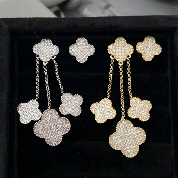 Pave clover earrings