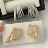 Pave zircon fan earrings