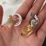 Pave zircon fan earrings