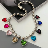 Stainless ball necklace with heart charm