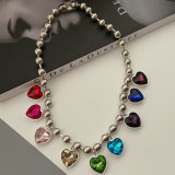 Stainless ball necklace with heart charm