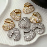 Pave chunky zircon heart earrings