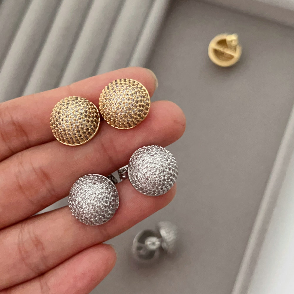 Pave zircon ball earrings