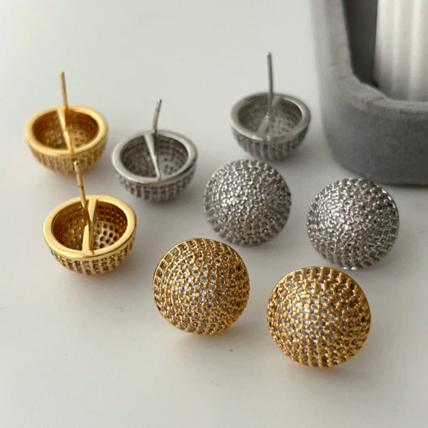 Pave zircon ball earrings