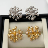 Pave zircon flower earrings