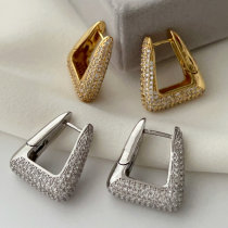 Pave zircon square earrings