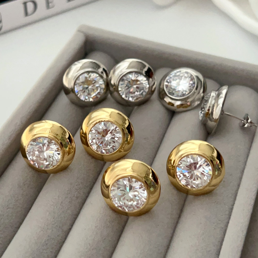 Pave zircon basic earrings