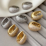 Pave zircon egg shape errings