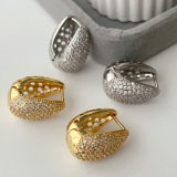 Pave zircon egg shape errings