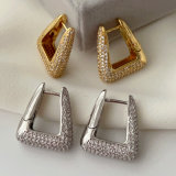 Pave zircon square earrings