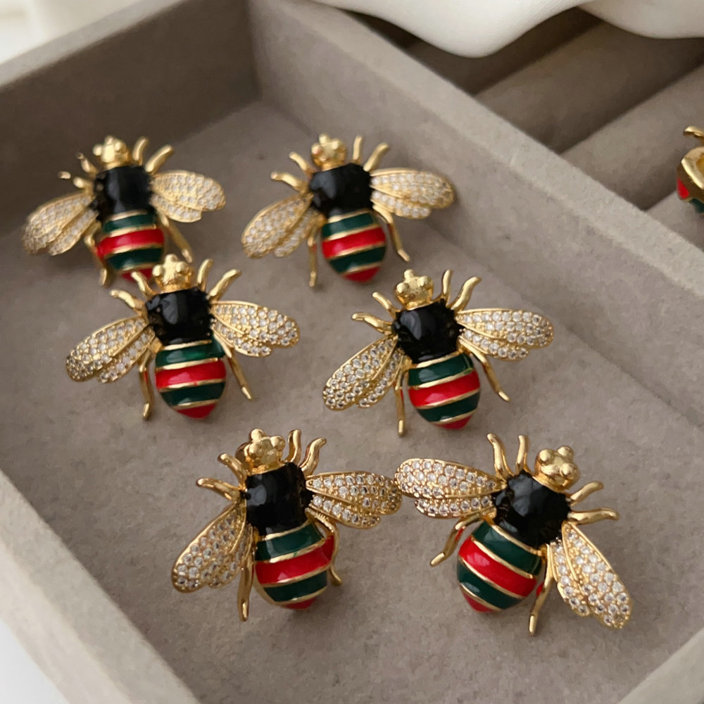 Enamel bee earrings