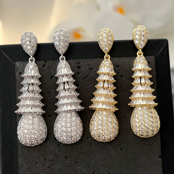 Pave bells shape earrings