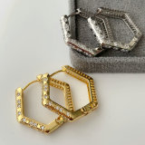 Pave zircon hexagon earrings