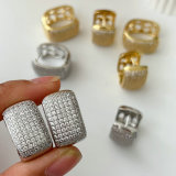 Pave square zircon earrings