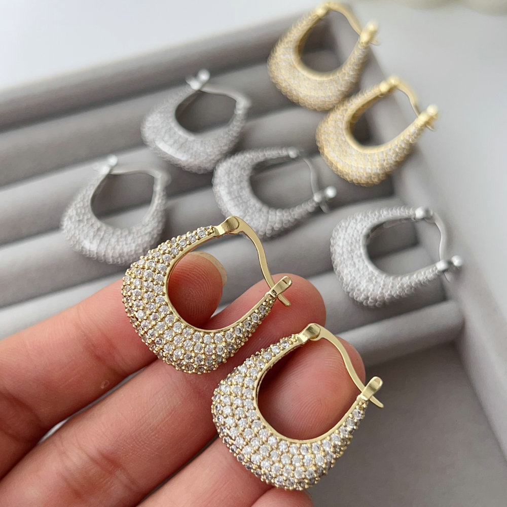Pave pin zircon earrings