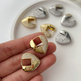 Pave zircon heart earrings