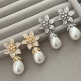Pave flower earrings