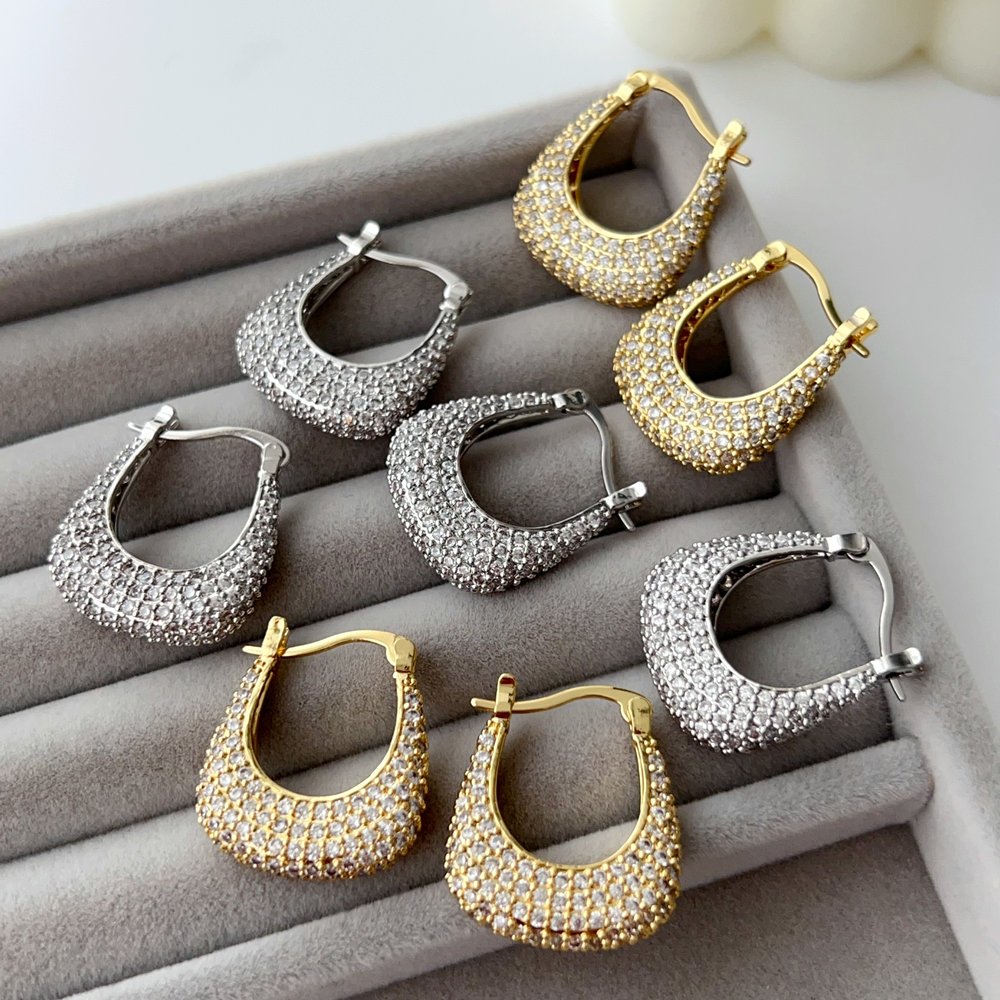 Pave pin zircon earrings