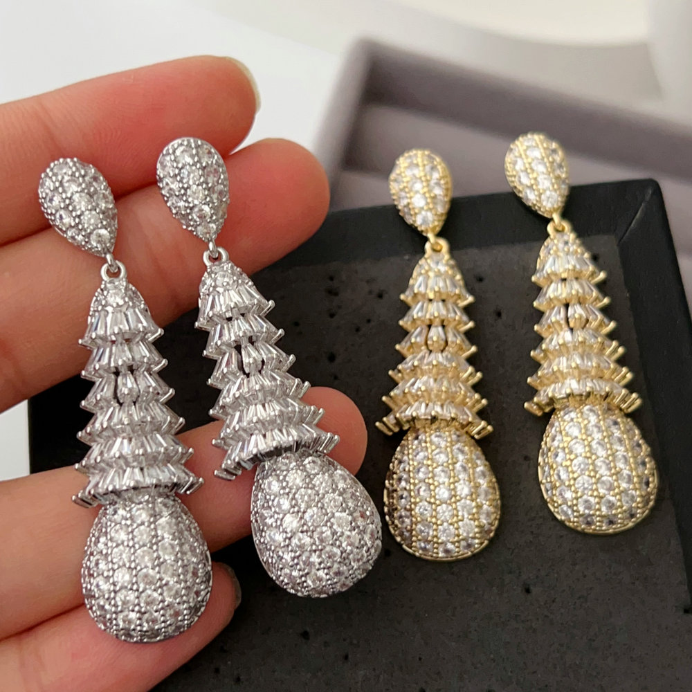 Pave bells shape earrings