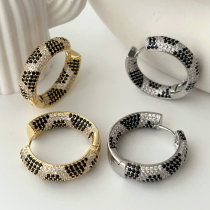 Pave zircon leopard earrings