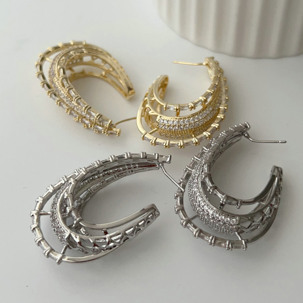 Pave zirco chunky earrings