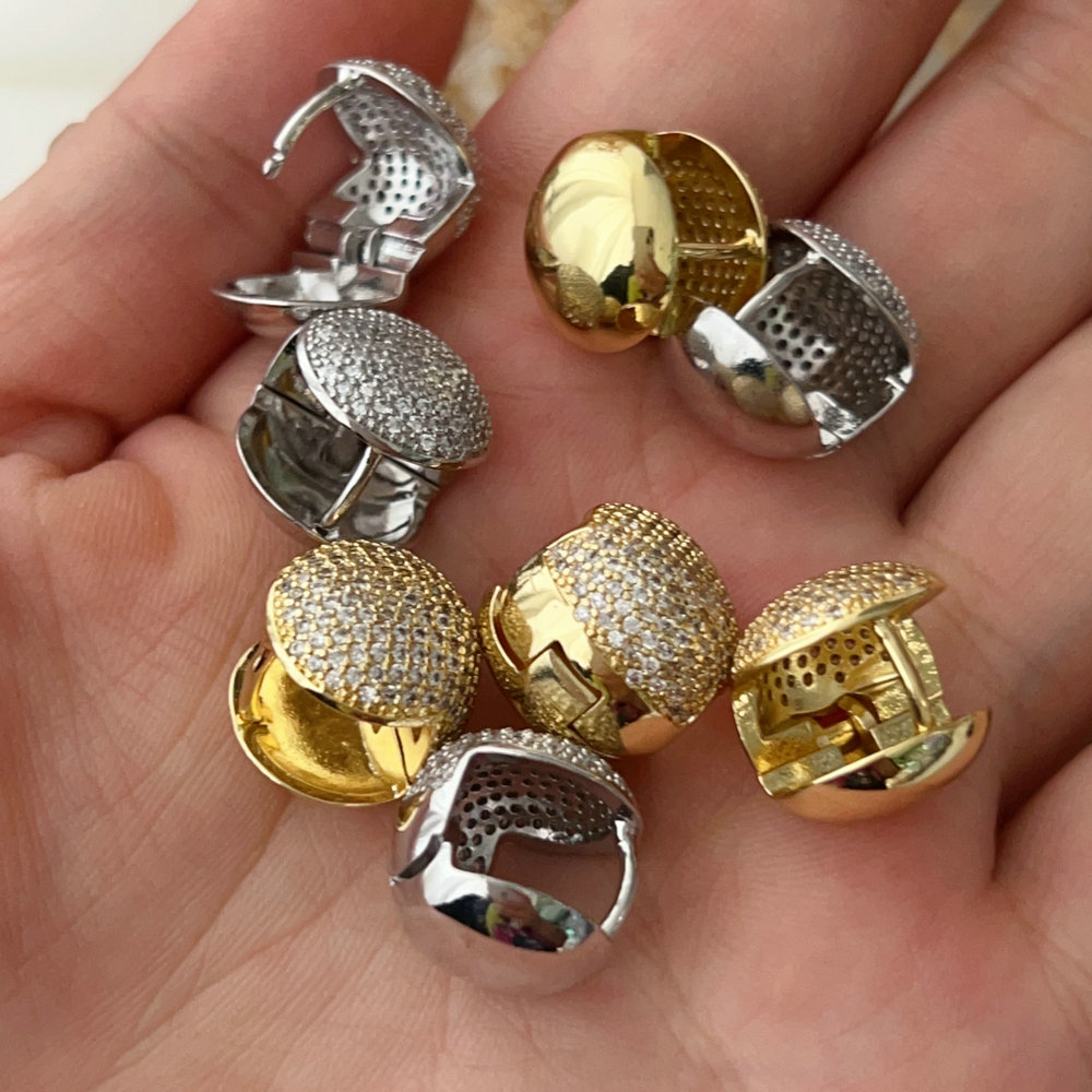 Pave zircon ball earrings