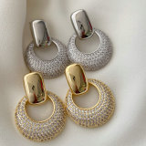 Round pave zircon earrings