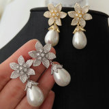 Pave flower earrings