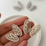 Pave zircon butterfly earrings