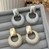Round pave zircon earrings
