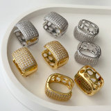 Pave square zircon earrings