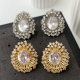 Pave zircon flower earrings