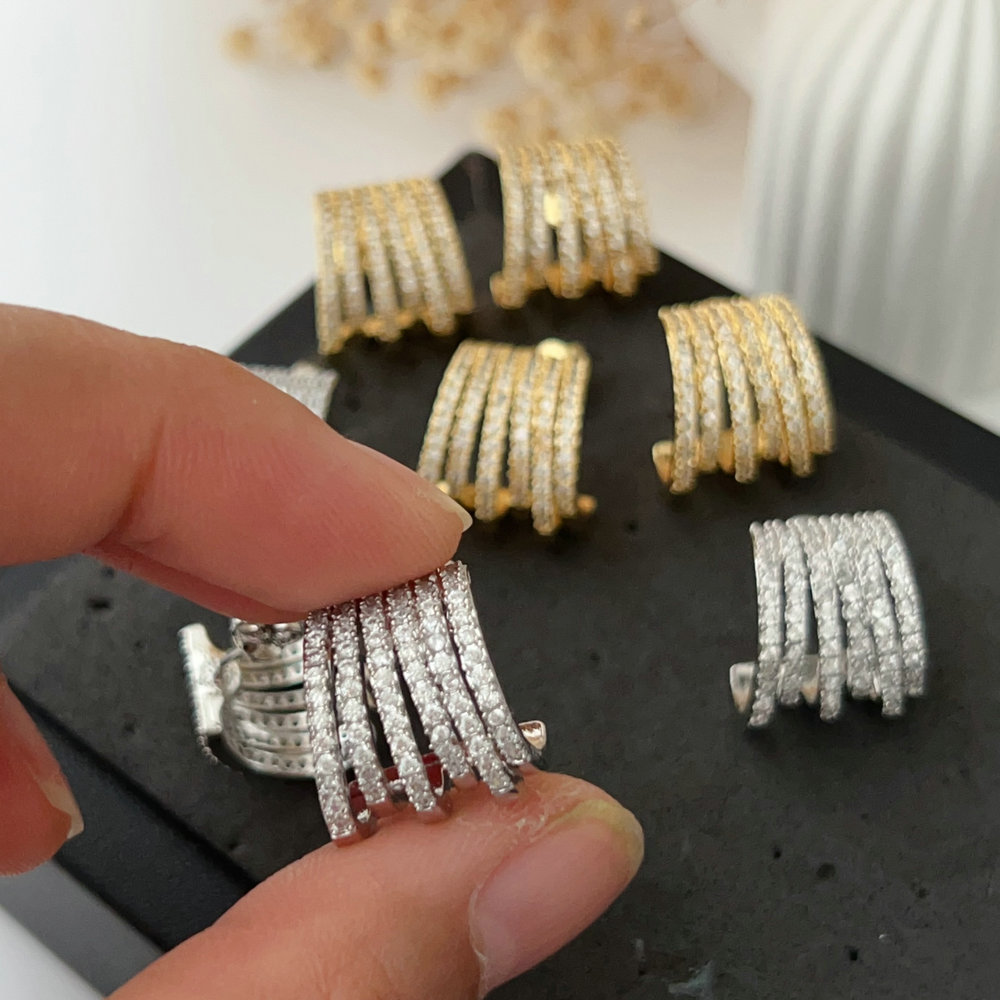 Pave zircon twist earrings