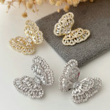 Pave zircon butterfly earrings