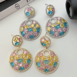 Pave zircon round earrings