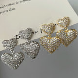 Pave zircon heart earrings