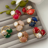 Gemstone pearl ring