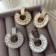 Pave zircon flower earrings