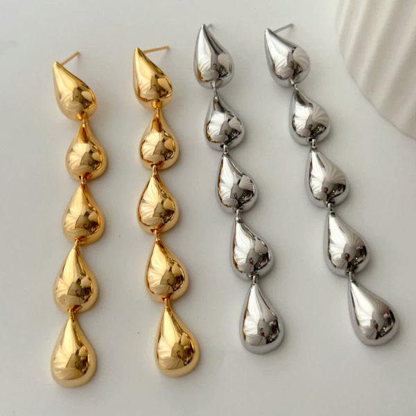 Long water drop earrings