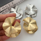 Chunky metal lotus leaf earrings