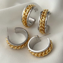 Chain gold and silver hoop